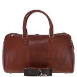 Luxury Leather Duffle Bag with Detachable Strap Tan: pl-47