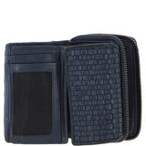 Vintage Woven Leather 7 Card Purse Navy:  D-82