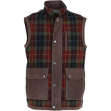 Ashwood Leather x Harris Tweed Men's Gilet Brown/Red/Green: TW-901-07-BR