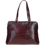 Women’s Large Croc Finish Leather Bag Bordo/croc: 22-064/R