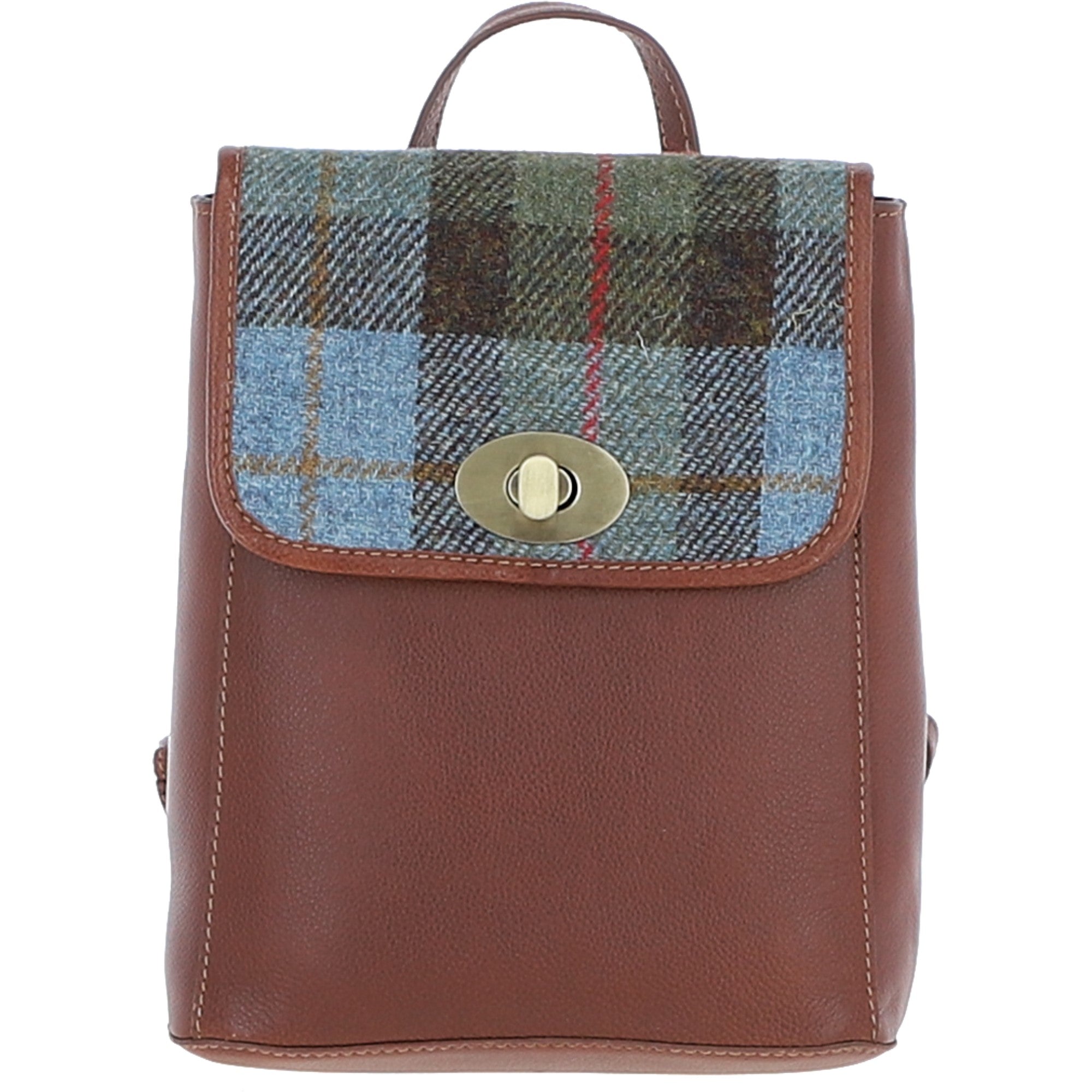 Ashwood Leather & Harris Tweed® Cloth Compact Backpack Tan/Mcload: TW-65-02-TM
