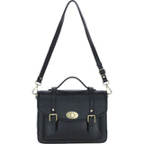 Elegance Satchel Leather Hangbag Black: M-89