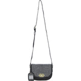 Ashwood Leather & Harris Tweed® Cloth Saddle Crossbody Bag with Twist Lock Black/White: TW-30-012-BW