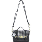 Ashwood Leather & Harris Tweed® Cloth Small Satchel Bag with Twist Lock Black/White: TW-33-012-BW
