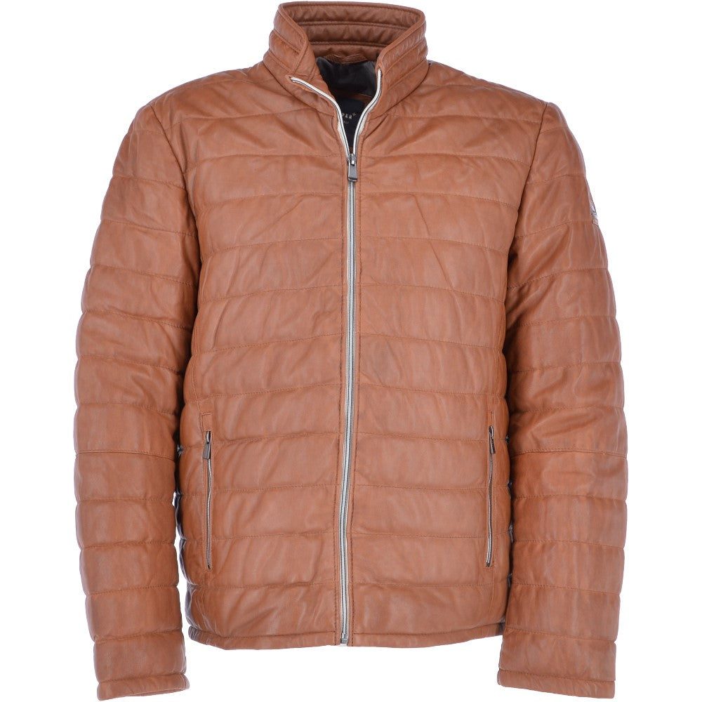 Trapper Leather Jacket Cognac: Massimo
