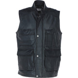 Premium Men's Black Leather Utility Vest with Multiple Pockets: friends
