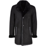 Luxury 4 Button Single Breasted Mink Collar and Sheepskin Coat Black: KE-224 MINK