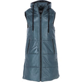 Ashwood Leather Long Gilet with Detachable Hood Grey: Gillet Long