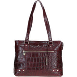 Velutto Eleganza' Zip Mid Section Real Leather Shoulder Bag Bordo/croc: 52234