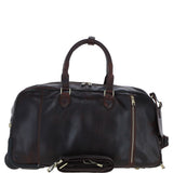 Luxurious Leather Wheeled Duffle Bag Brown: pl-50