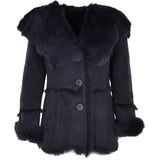 Toscana Long Haired Shearling Jacket With Large Hood Ombre Blue: KB 32 HOODED