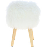 New Zealand Sheepskin Stool Tibetan Ivory: SHORT SHEEPSKIN STOOL