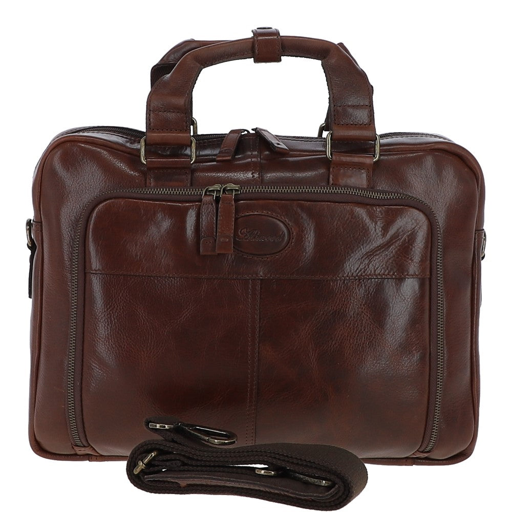 Ashwood Hi Veg Leather Laptop Briefcase Tempo Brown: 8143