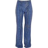 Women's Flared 60's Snake Print Leather Jeans Blue: 4053