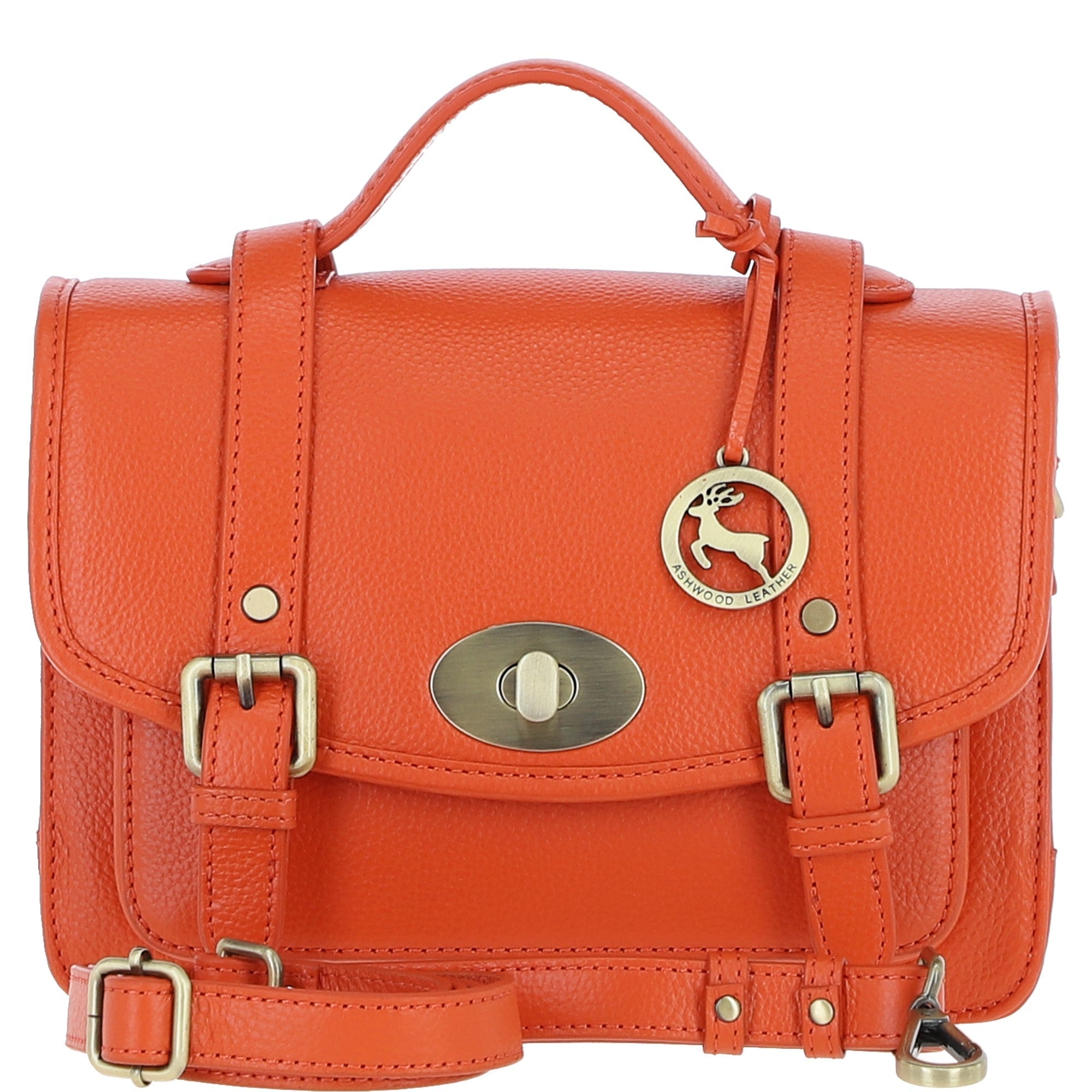 Stylish Ashwood Leather Large Satchel Bag Orange: Y-63