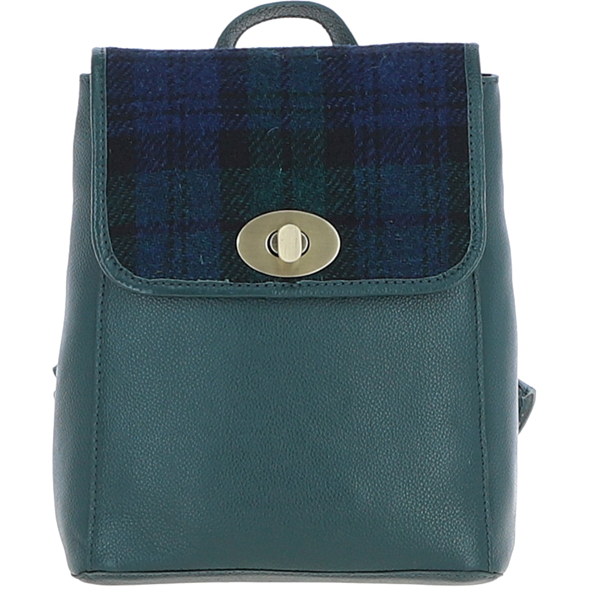 Ashwood Leather & Harris Tweed® Cloth Compact Backpack Green/Watch: TW-65-18-GW