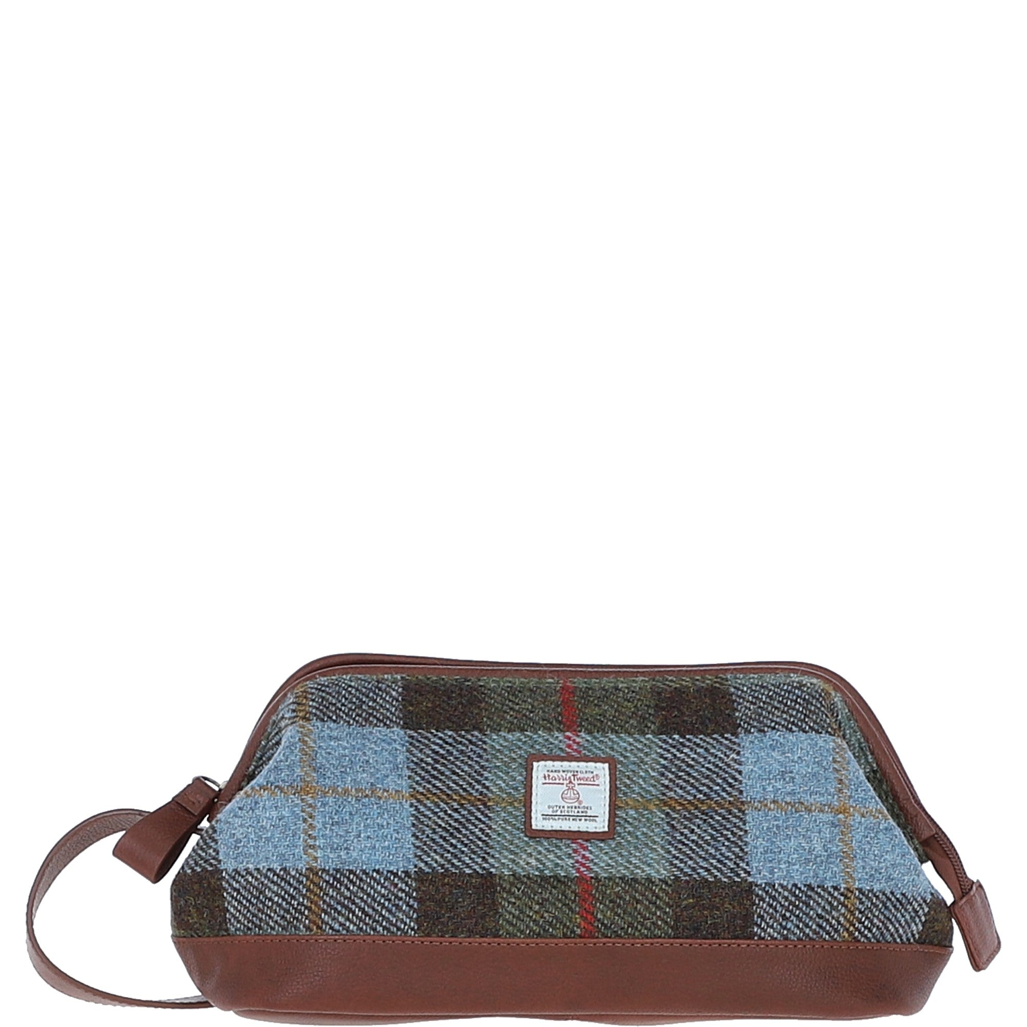 Ashwood Leather & Harris Tweed® Cloth Unisex Washbag Tan/Mcload:  TW-40-02-TM