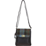 Ashwood Leather & Harris Tweed® Cloth Twist Lock Crossbody Bag Brown/Mcload: TW-31-01-BM