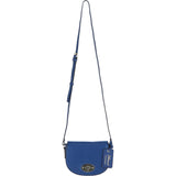 Real Leather Saddle Crossbody Bag Blue: 63753