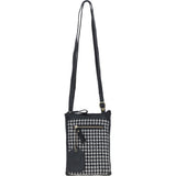Authentic Ashwood Leather & Harris Tweed® Cloth Crossbody Bag Black/White: TW-29-012-BW