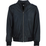 Men's Real Light Weight Leather Regular Fit Bomber Jacket Black: G Bomber