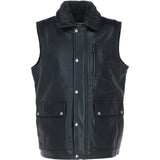 Ashwood Men's Leather Waistcoat Black Nap: LUCK