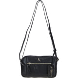 Leather Crossbody Bag with Adjustable Strap Black: Audrey
