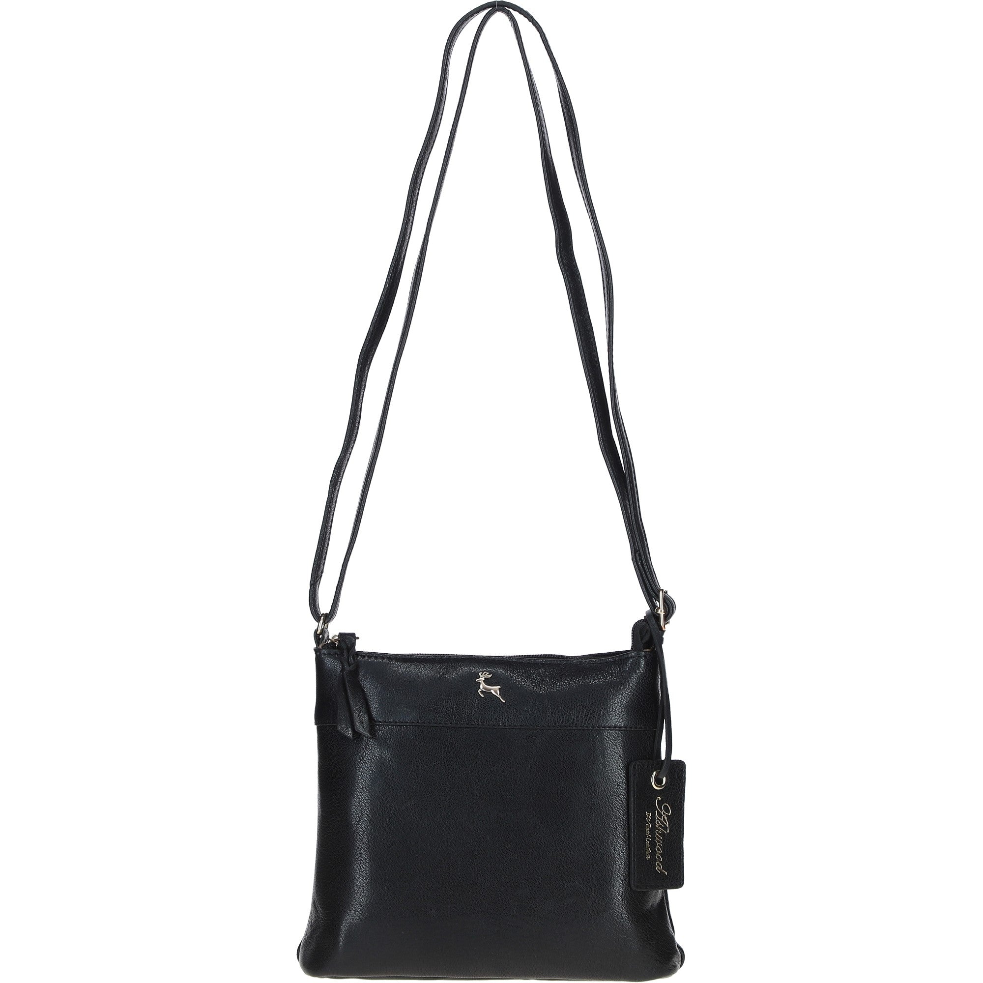 Stylish Ashwood Leather Crossbody Bag Black: Ava