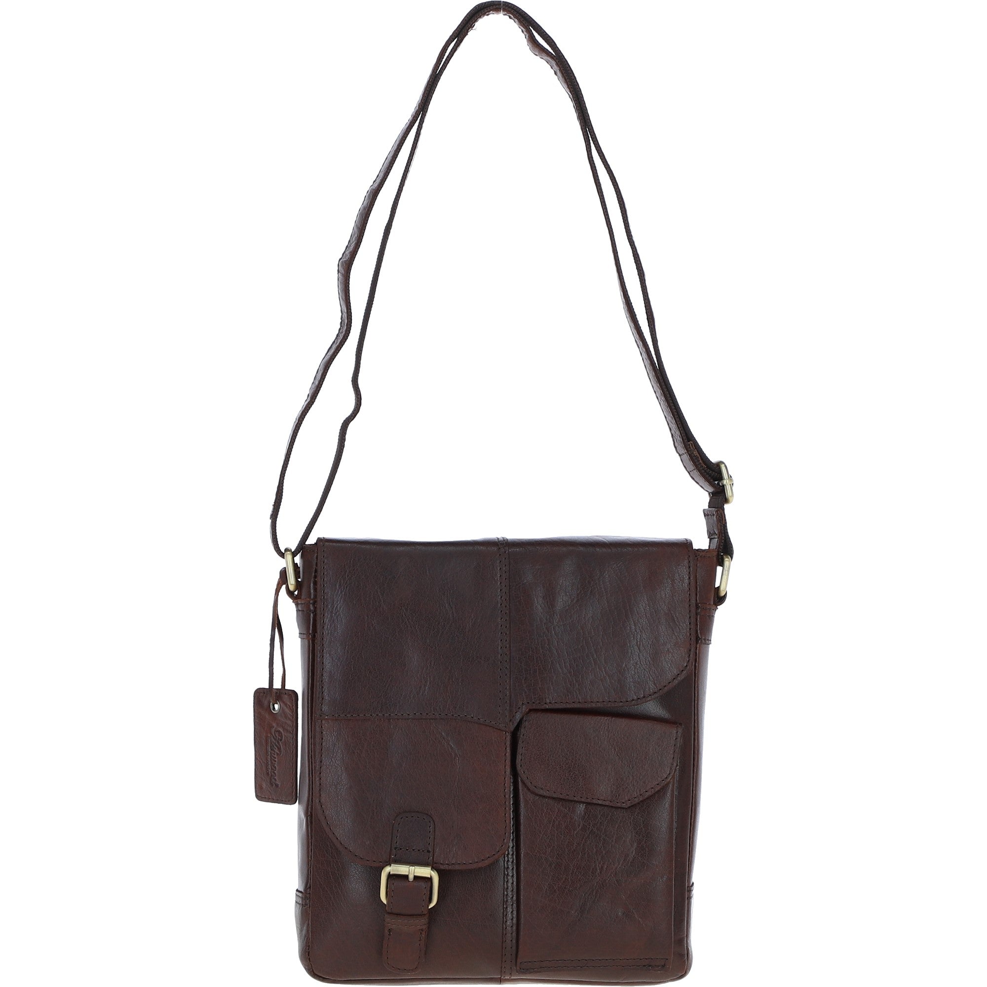 Elegant Ashwood Leather Unisex Crossbody Bag Brandy: G-19
