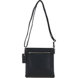 Two Section Zip Top Leather Crossbody Bag Black: K-45