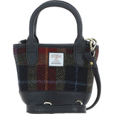 Ashwood Leather & Harris Tweed® Cloth Small Grab Bag Black/Green/Red: TW-63-07-BR