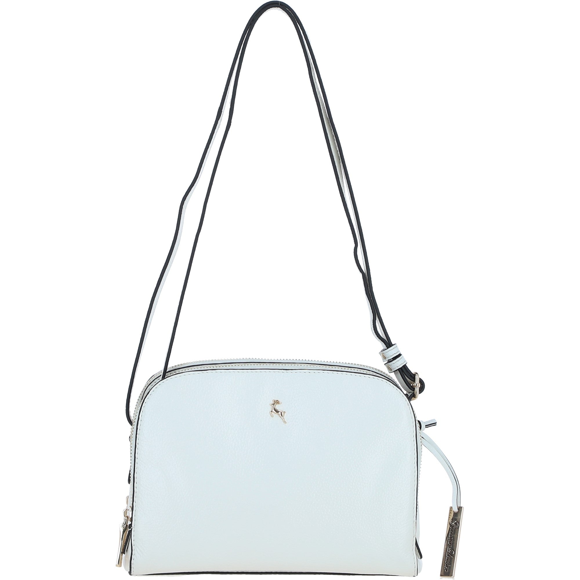 Real Leather Stylish Crossbody Bag White: 62340
