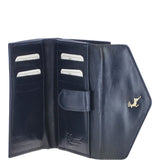 Small Vegetable Tanned Cash And 12 Card Envelope Purse Navy: V-62
