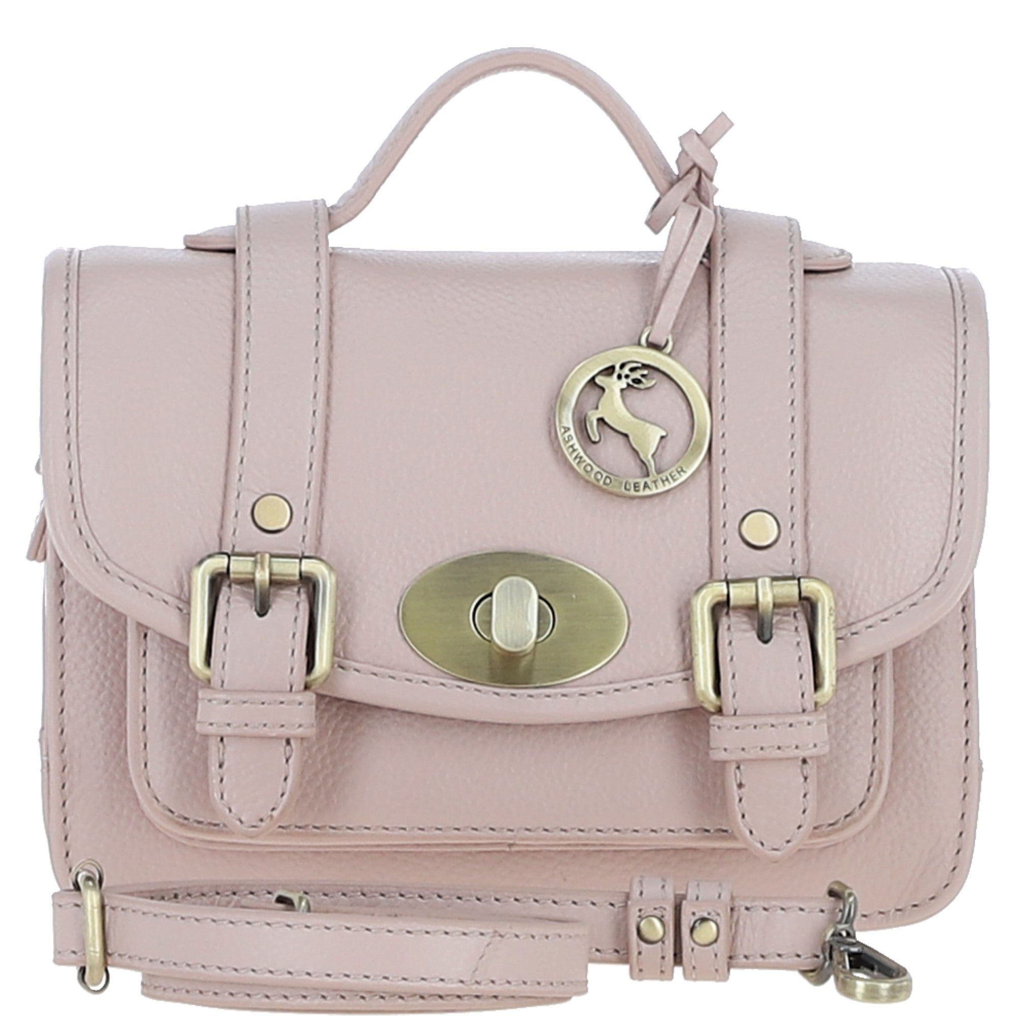 Stylish Ashwood Leather Medium Satchel Bag Beige: Y-62