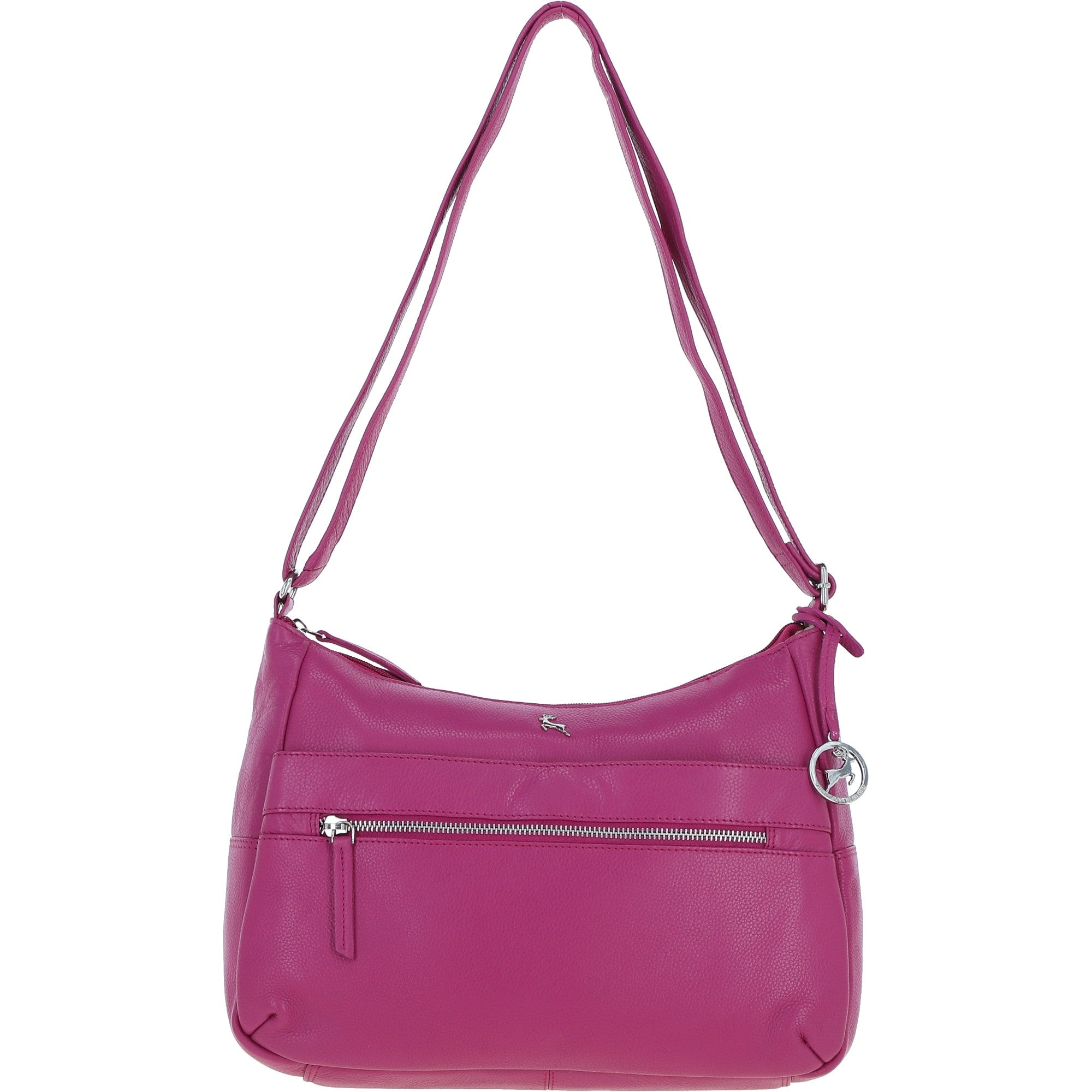 Leather Shoulder Bag with Zip & Magnetic Pocket Berry: Meath