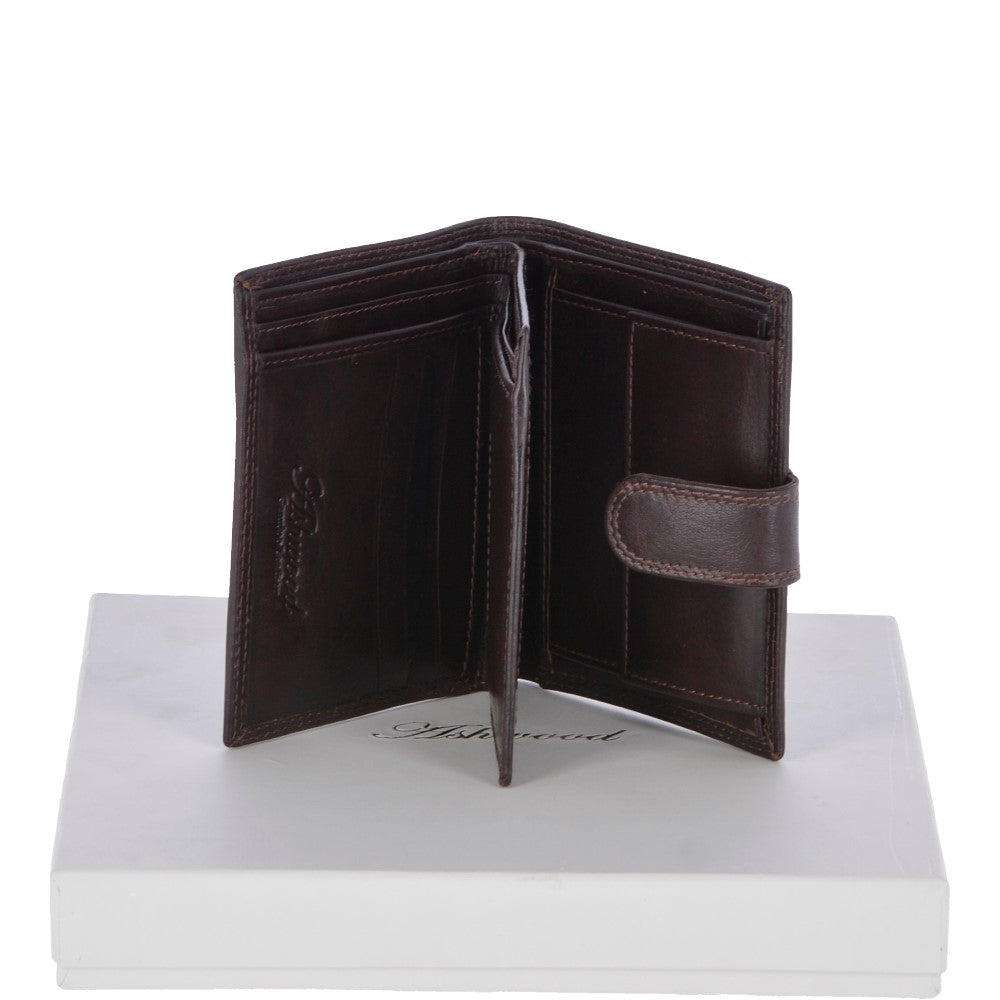 Vegetable Tanned Flip Side 6 card, ID & Coins Dual Bill fold Tab Leather Wallet Brown : 1246-VT