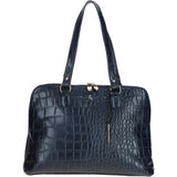 Women’s Large Croc Finish Leather Bag Navy/croc: 22-064/R