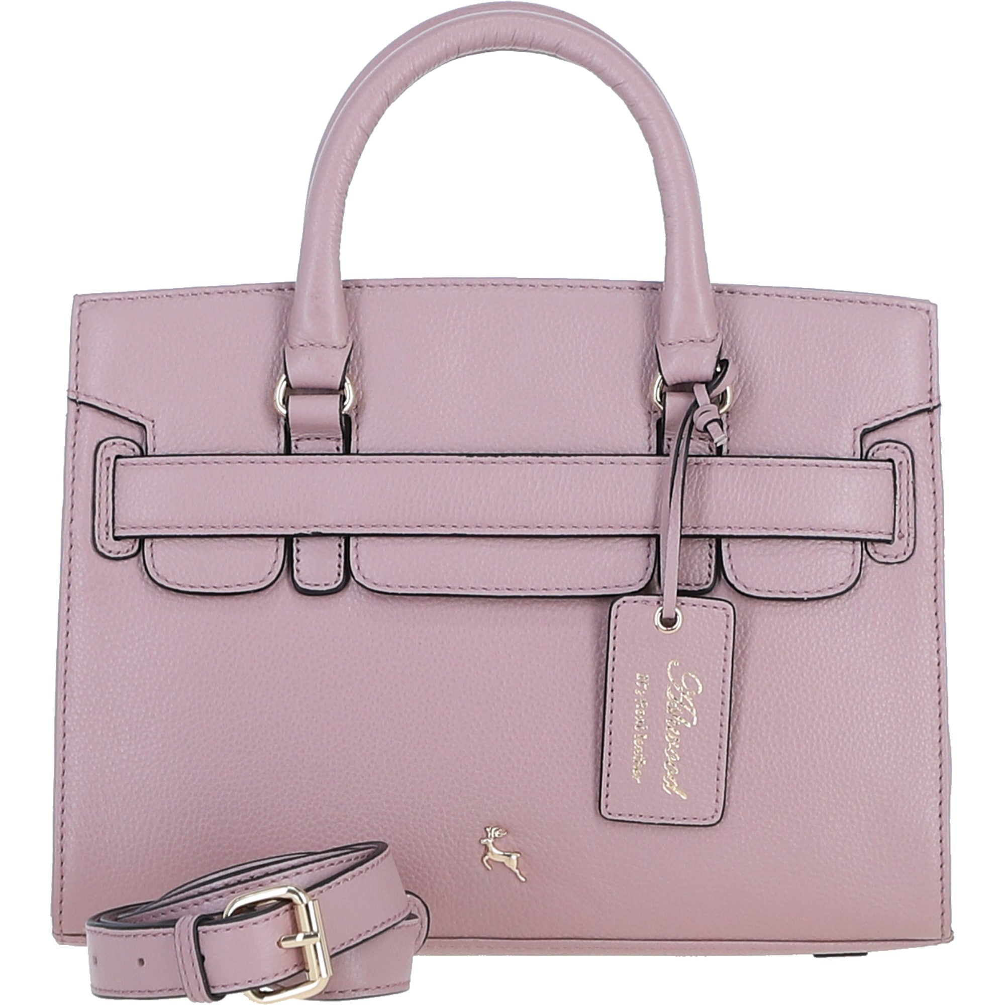Ashwood Leather Handbag with Detachable Crossbody Strap Wood Rose: 64747