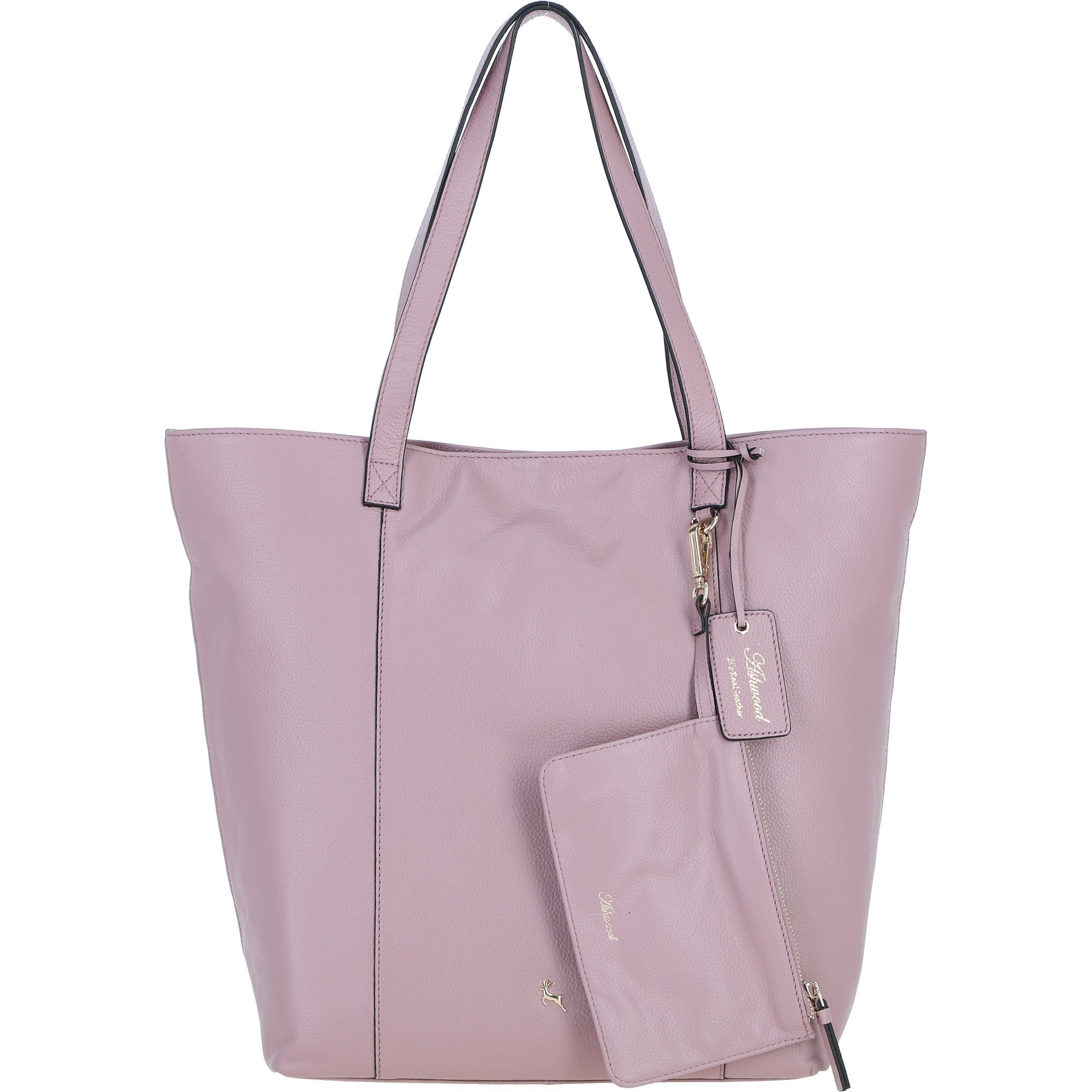 Ashwood Leather Shoulder Bag with Detachable Pouch Wood Rose: 64454