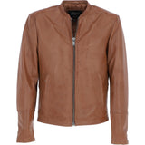 Mens Leather Biker Jacket Tan: BR FONS-1