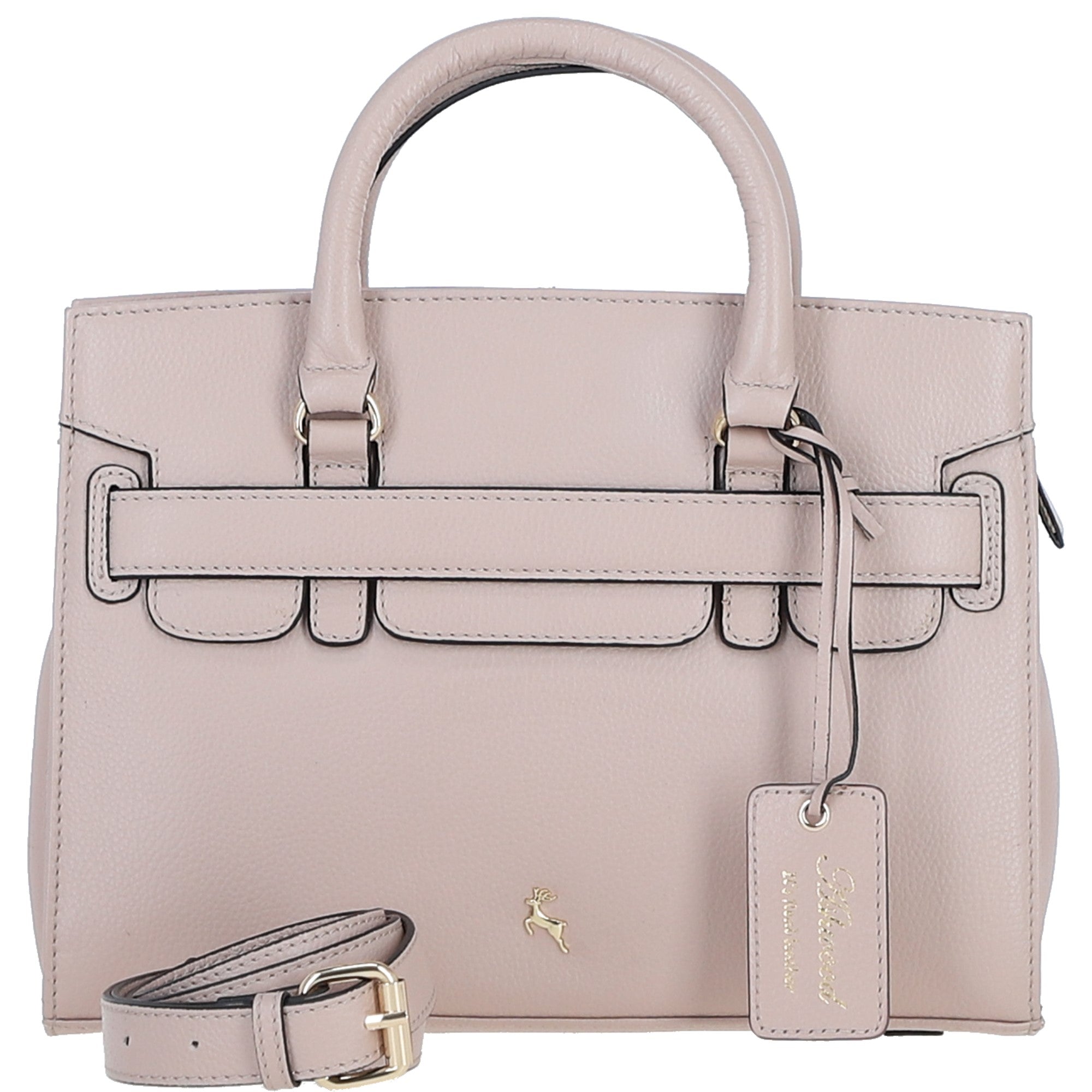 Ashwood Leather Handbag with Detachable Crossbody Strap Beige: 64747