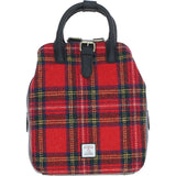 Ashwood Leather & Harris Tweed® Cloth Multi-Pocket Backpack Black/Red: TW-66-14-BR