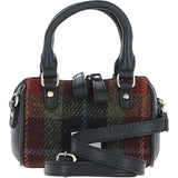 Ashwood Leather & Harris Tweed® Cloth X-Small Barrel Bag Black/Green/Red: TW-60-07-BR