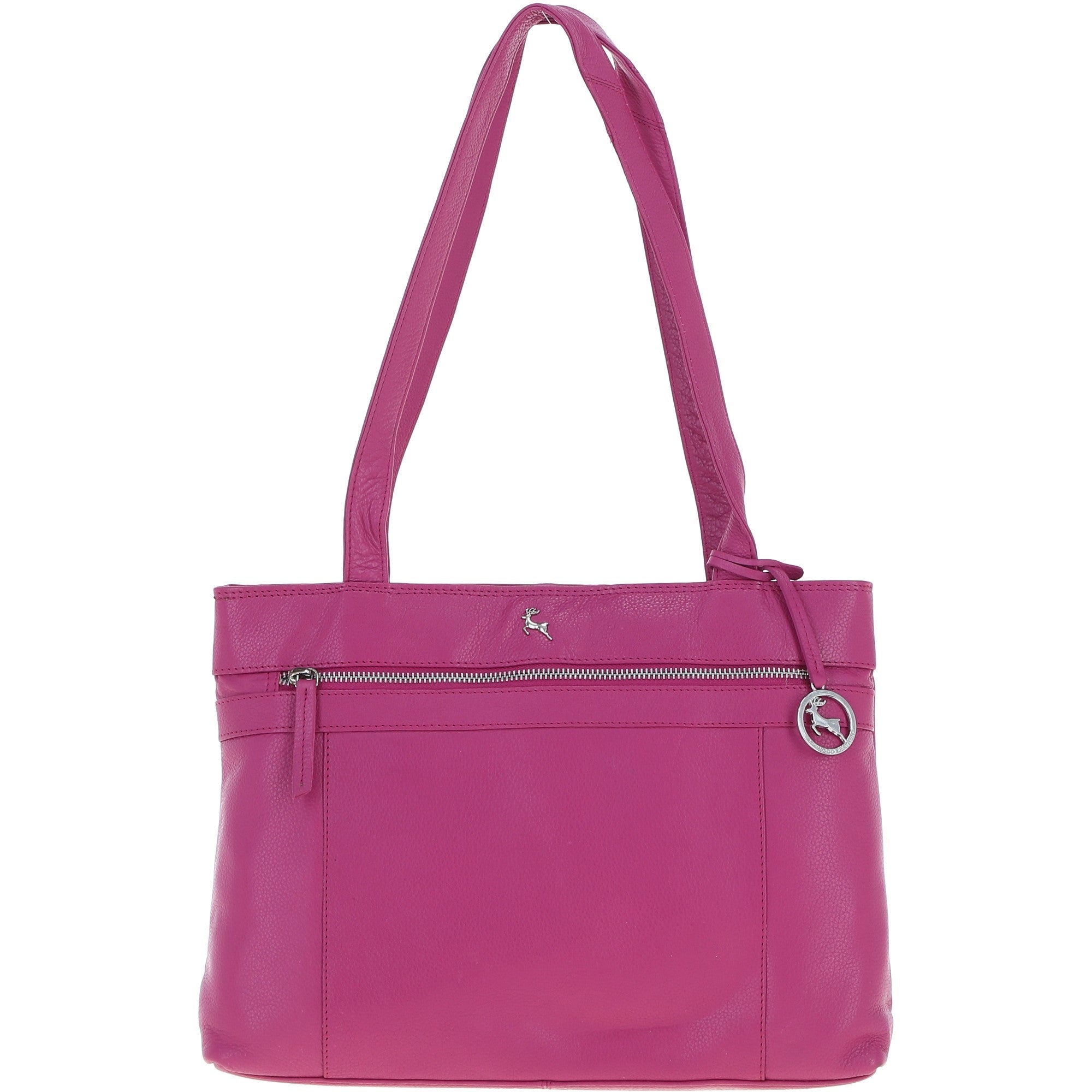 Classic Leather Zipped Shoulder Bag Berry: Derry