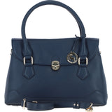 Premium Leather Shoulder Bag with Detachable Crossbody Strap Navy: Y-56