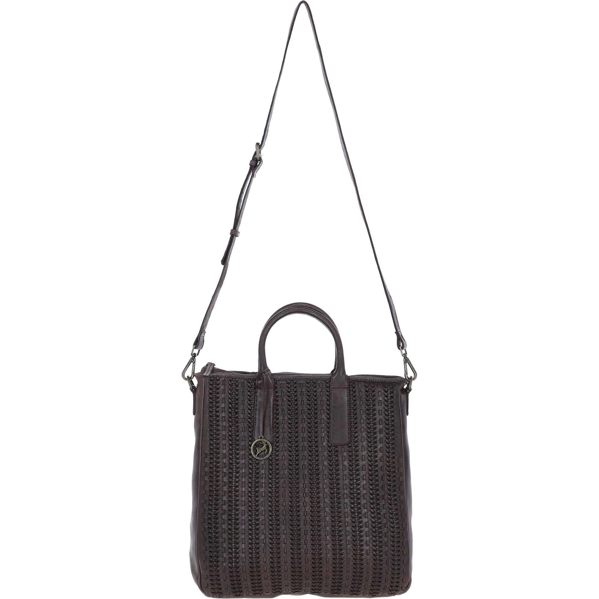Stylish Ashwood Leather Shopper Bag with Crossbody Strap Brown: GV-64037