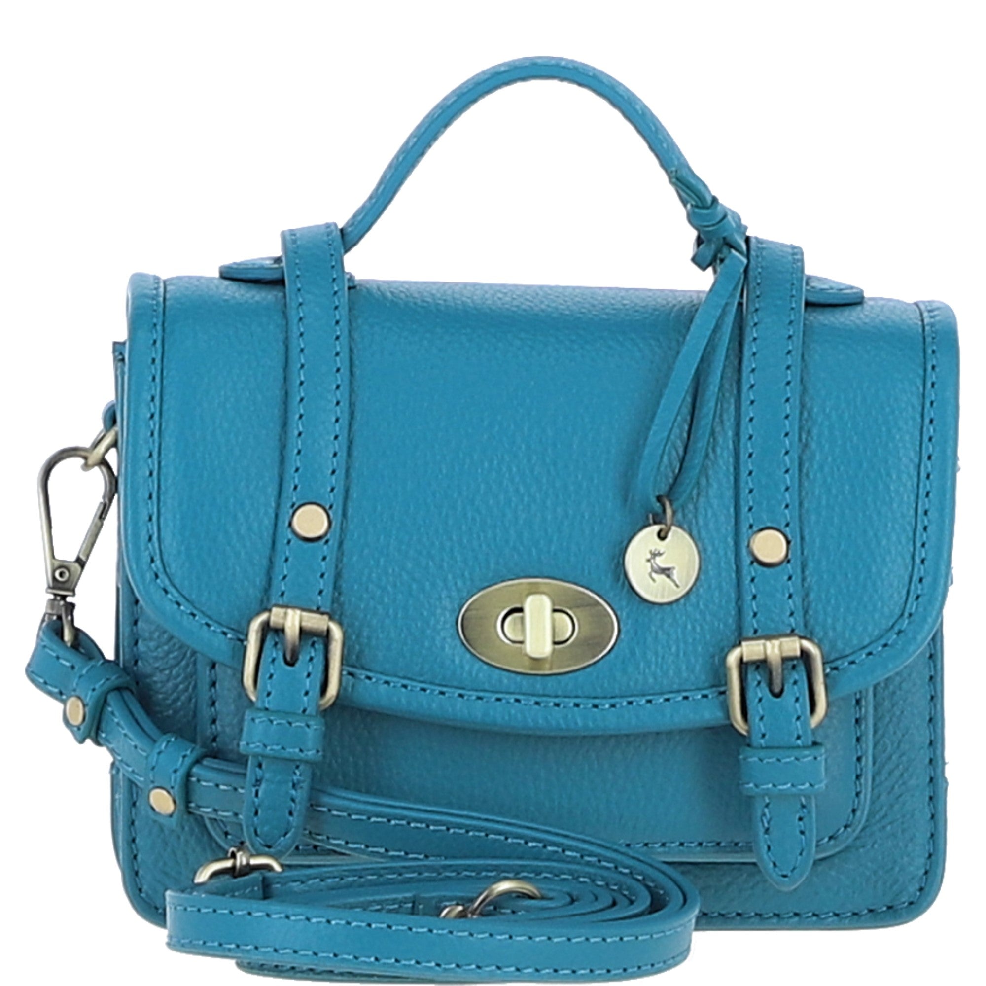 Stylish Ashwood Leather Small Satchel Bag Turquise: Y-61