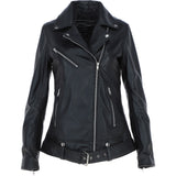 Ashwood Ladies Leather Longline Biker Jacket Black: LONG LINE BIKER