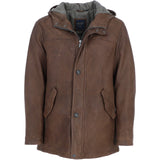 Trapper Mens Lamb Leather Hooded Jacket Brown 27: 162123