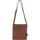 Genuine Leather Crossbody x Shoulder Bag with Golden Accents Cognac: 64239